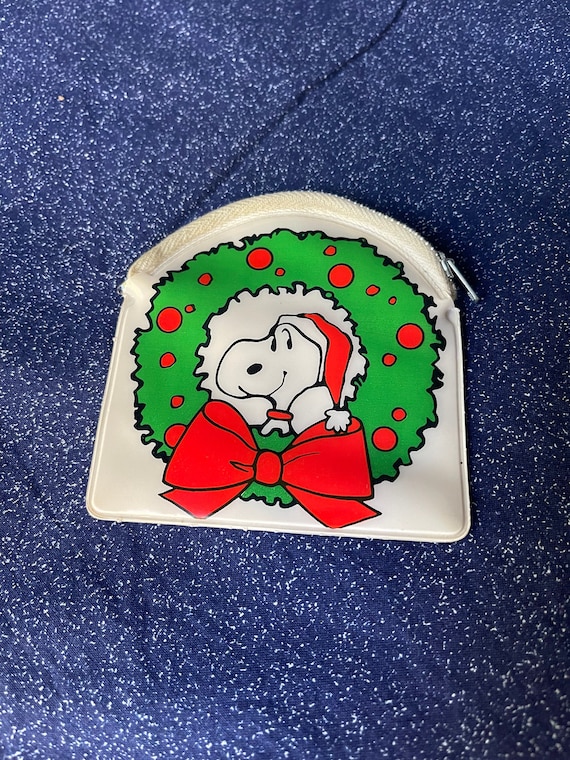 Vintage Christmas Holiday Snoopy Coin Purse 3 3/4… - image 1