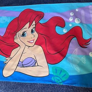 VTG The Little Mermaid Disney Ariel Flounder Sebastian Vintage 1990&#39;s pillowcase 2-sided multiple scene