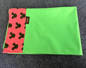 Disney Mickey Mouse Green and Pink VTG 1990s Pillowcase Disney Kids Bedding Character Linens Retro 90s