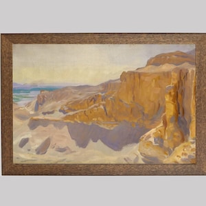 Deir el Bahri Cliffs Print: Vintage Egypt Desert Landscape