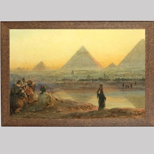 Pyramids of Giza Print: Vintage Egyptian Landscape Art