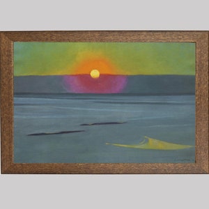 Impresión del atardecer en Vallotton: pintura vintage de paisaje marino