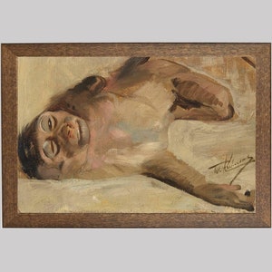 Vintage Macaque Monkey Portrait Painting - Expressionist Animal Art Print