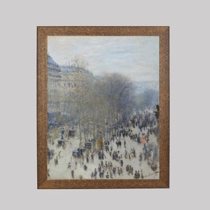 Boulevard des Capucines - Bustling Parisian Street Vintage Painting - Impressionistic Cityscape Painting- French Classic Art - FREE SHIPPING