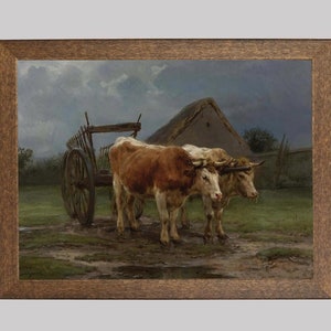 Rosa Bonheur Oxen Cart Print: Vintage Farmhouse Art