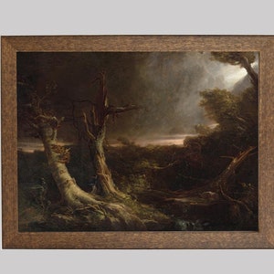 Tornado in an American Forest - Vintage Painting of a Turbulent Dark Storm - Haunting Atmospheric Art Print - FREE SHIPPING