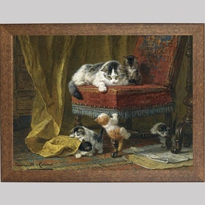 Vintage Cat and Kittens Portrait Print: Henriette Ronner-Knip Painting
