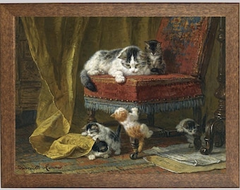 Vintage Cat and Kittens Portrait Print: Henriette Ronner-Knip Painting