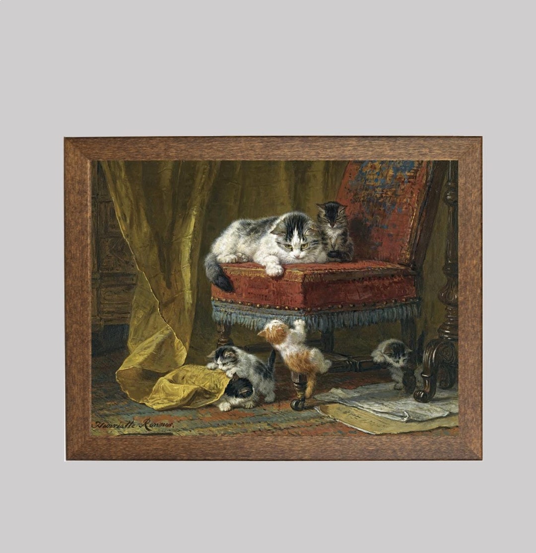 Vintage Cat and Kittens Portrait Print: Henriette Ronner-knip Painting ...