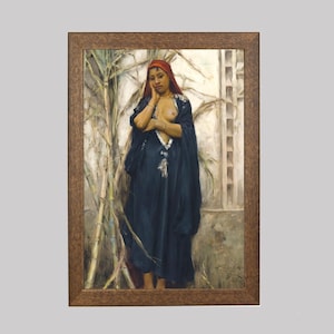 Vintage Arab Woman Portrait Painting: Orientalist Art Print