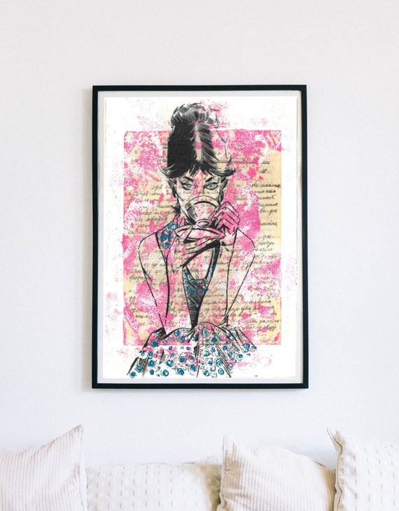 Art & Collectibles Comic Print Pink Print Modesty Blaise Wall Art Print