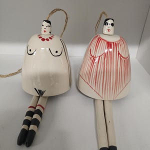 Handmade Ceramic Swimmer Bell, Pottery Chime