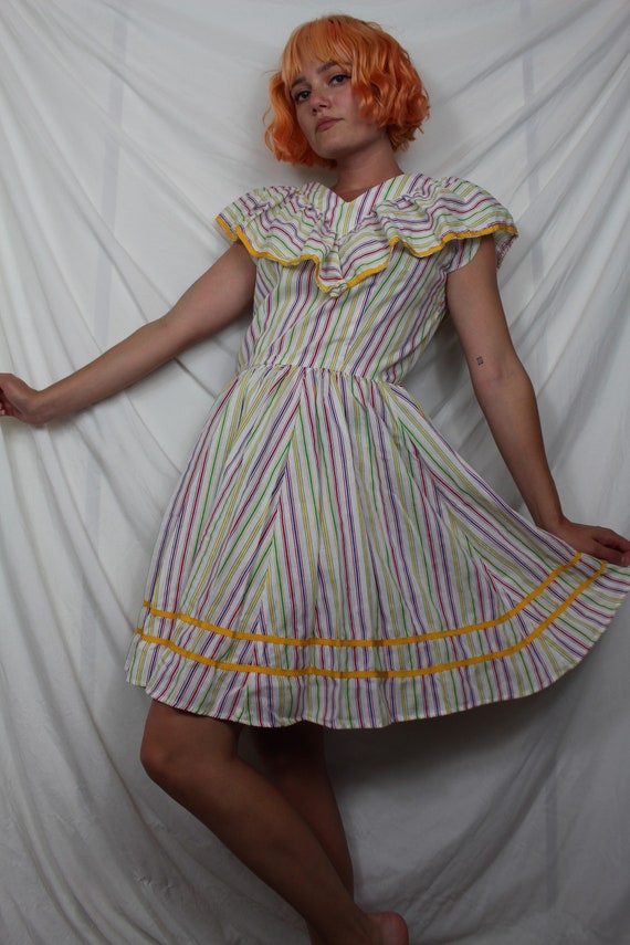 Candy Stripe Handmade 70s Vintage Dress - image 4