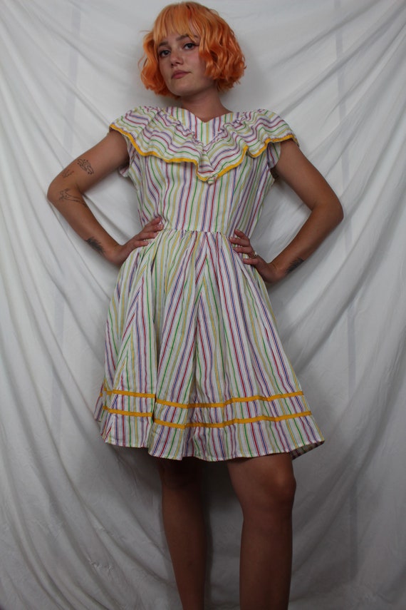 Candy Stripe Handmade 70s Vintage Dress - image 5