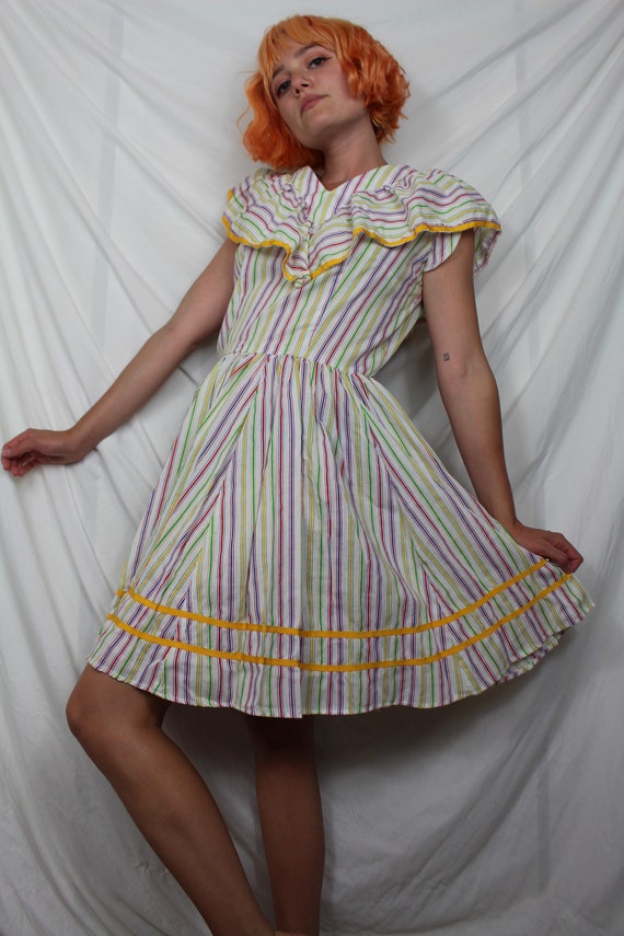 Candy Stripe Handmade 70s Vintage Dress - image 3