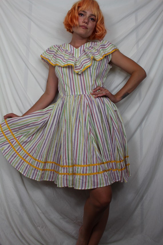 Candy Stripe Handmade 70s Vintage Dress - image 1