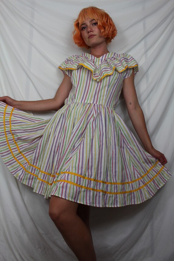Candy Stripe Handmade 70s Vintage Dress - image 2