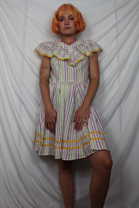 Candy Stripe Handmade 70s Vintage Dress - image 6