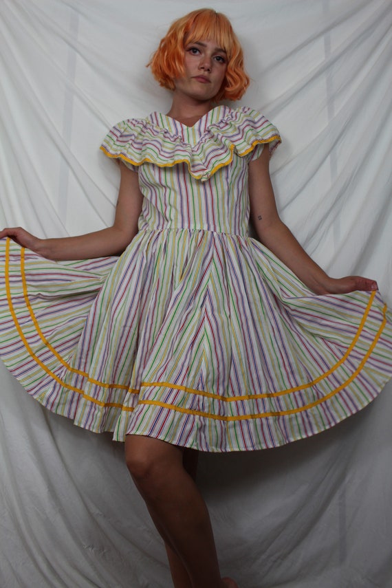 Candy Stripe Handmade 70s Vintage Dress - image 9