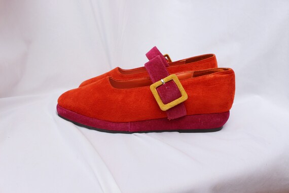 Orange and Pink Suede Vintage Mary Janes