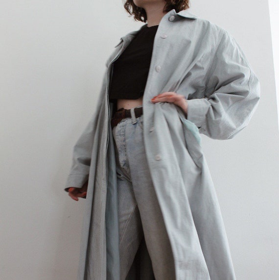 Faux Suede Light Blue Trench