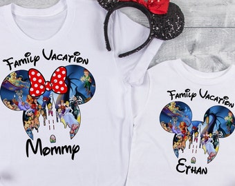 Walt Disney matching shirts, Disney Trip, Disney family shirts with custom names, Disney kids shirts, Disney family matching shirts DT33