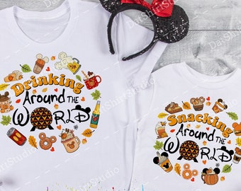 Trinken um die Welt, Herbst Epcot Shirt, Thanksgiving auf der ganzen Welt, Epcot Shirts, Epcot Bier und Wein, Disney Herbst Snacks DT429