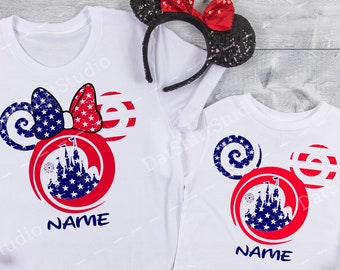 Disney American Flag Shirt, Disney Custom shirts, Matching Disney Shirts, Minnie Mickey Shirt, Disney Cute Shirt, Disney 4th of July 514
