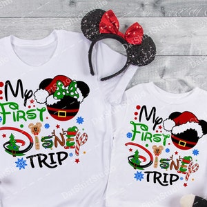 My first Disney Trip, Matching Christmas Disney Shirts, Disney Xmas vacation, Disney family shirts, Disney family matching shirts 418