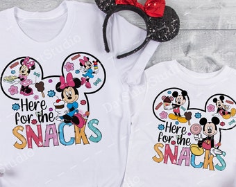Disney here for the snacks, Disney Snacks Shirt, Cute Disney Shirt, Disney Snacks Matching Shirts, Minnie Mickey Snacks Shirt, DT472