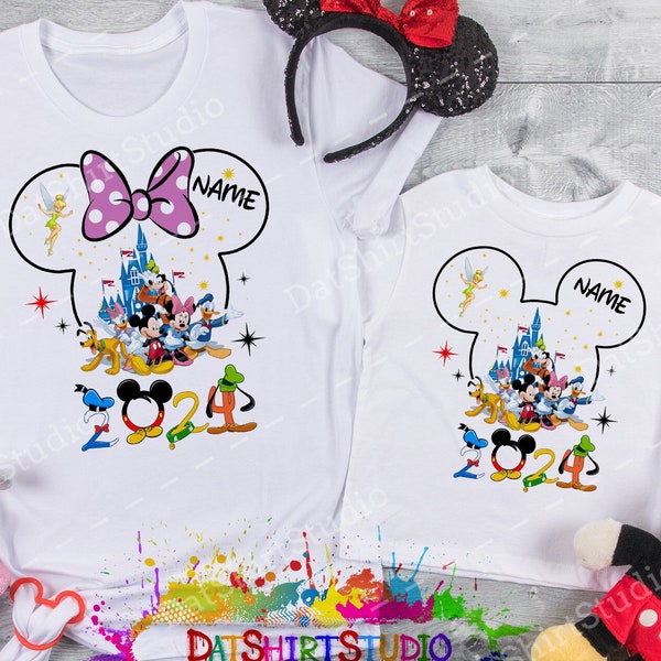 Walt Disney matching shirts, Disney trip 2024, Disney family shirts with custom names, Disney kids shirts, Minnie/Mickey matching tees DT369