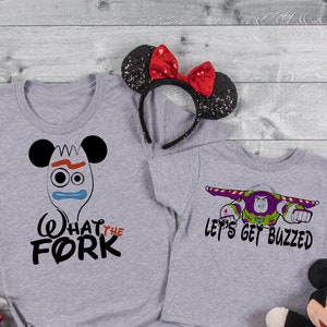 Disney Fun Shirts, Lets get buzzed, What the fork, Disney Funny Tees, Disney Unisex Shirts, Epcot Drink DT195 image 2