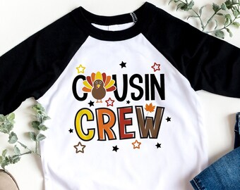 Cousin Crew Herbst Shirts, Türkei Cousins Tees, Thanksgiving Shirts für Kinder und Erwachsene, Herbst Cousin passende Shirts, Türkei Day Shirts BR1