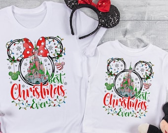 Disney Christmas Shirts, Minnie/Mickey Xmas Shirts, Disney Matching Shirts mit individuellem Namen, Disney Matching Christmas Shirts, Disney DT451