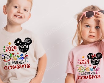 Disney Cousin Crew Shirts, Disney Cousin Shirts mit Wunschnamen, Disney Urlaub 2024, Disney Familien Shirts, Disney Kinder Shirts DT462