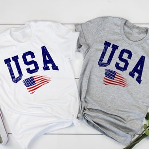American Flag Shirt,Patriotic T-Shirts, July 4th Shirts, USA Flag Family Matching Fourth of July Shirts for Adults, Kids and Toddlers FJ16