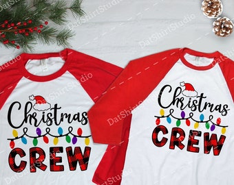 Christmas Crew 2022 shirts, Geruite Christmas Matching Tops, Christmas Raglans voor kinderen en volwassenen, Kerst matching Raglans, Xmas Tops RA21