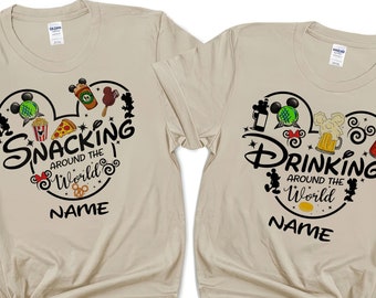 Trinken um die Welt, Naschen um die Welt, Epcot Cool Shirts, Disney Fun Shirts, Epcot Bier und Wein, Disney Snacks DT498