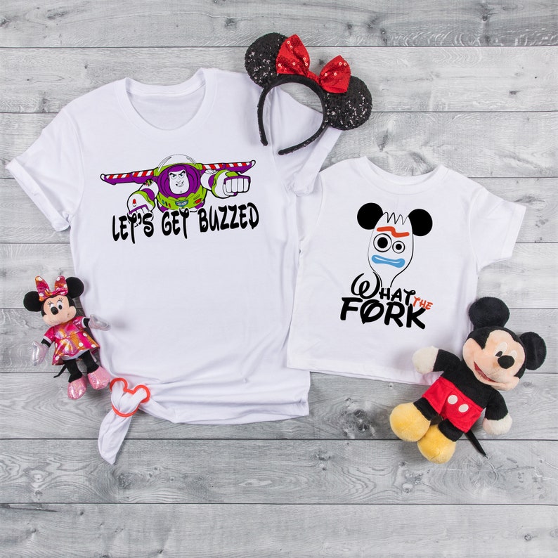 Disney Fun Shirts, Lets get buzzed, What the fork, Disney Funny Tees, Disney Unisex Shirts, Epcot Drink DT195 image 1