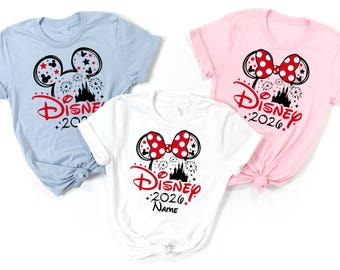 Disney Trip 2026 benutzerdefinierte Shirts, Disney passende Shirts mit individuellem Namen, Disney-Shirt, Minnie Mickey Familie passende Shirts