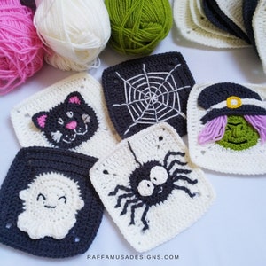 Halloween Granny Squares - Crochet Halloween Afghan Blocks, Halloween Themed Granny Squares, Crochet Halloween Pattern, PDF Download