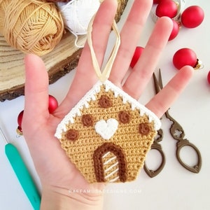 Crochet Pattern ~ Gingerbread House Ornament Applique