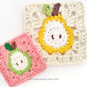 Crochet Pattern - Pear Granny Square - Fruit Afghan Block