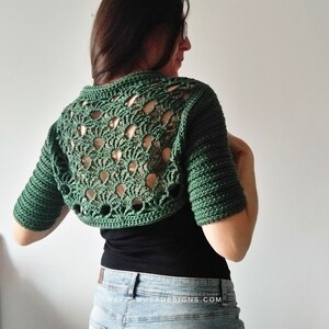 Crochet Pattern Glitzy Bolero Lace Shrug Jacket Arm Warmer image 3