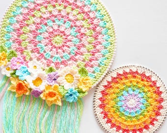 Crochet Pattern - Granny Circle Mandala - Dreamcatcher - Wall Hanging