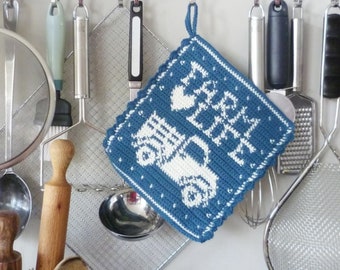 Crochet Pattern ~ Farm Life Potholder - Tapestry Crochet Hot Pad – Farmhouse Kitchen Decor - Trivet Pattern