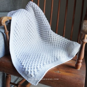 Modèle au crochet - Couverture pour bébé gaufrée C2C - Jeté gaufré au point de losange d'un coin à l'autre
