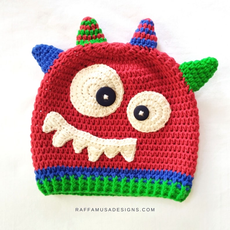 Crochet Pattern Monster Beanie Halloween Hat Baby to Toddler image 3