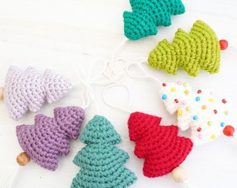 Crochet Pattern - Nordic Christmas Tree Amigurumi - Scandinavian Style Fir Tree Ornament or Garland