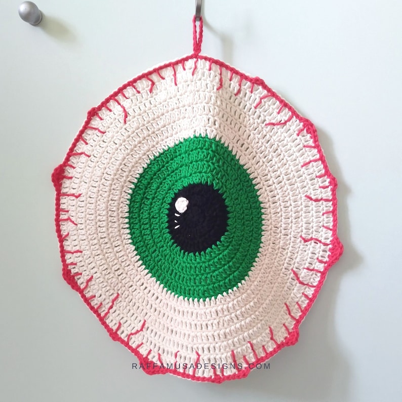 Crochet Pattern Halloween Eyeball Dishcloth Fall Kitchen Washcloth image 2